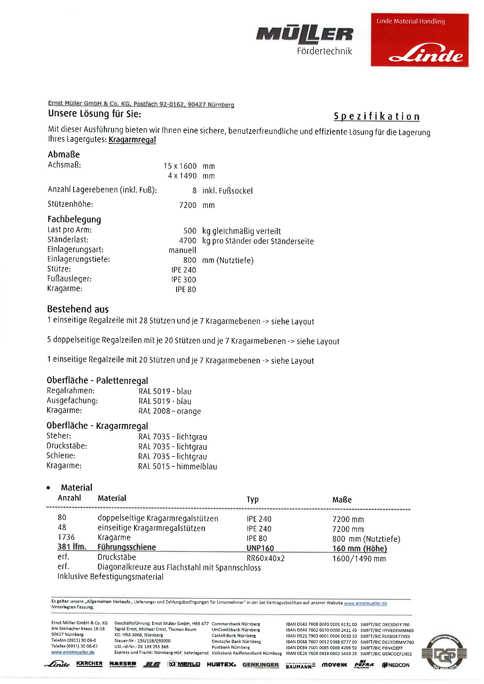 Kragarmregal für Langgutmaterial, Lager